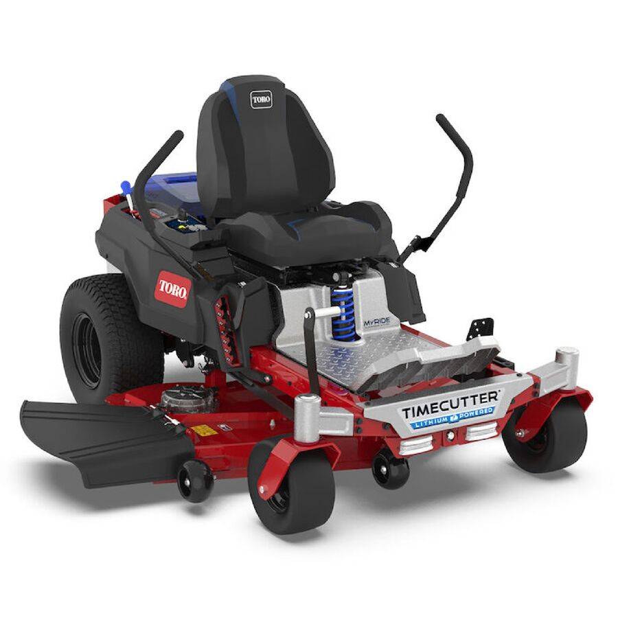 Toro E-Timecutter 75851 zero-turn mower with ergonomic controls and lithium-powered blades